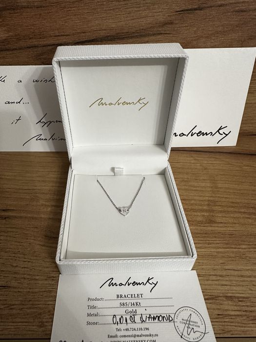 Bratara aur alb 14KT cu diamant - 16-18cm