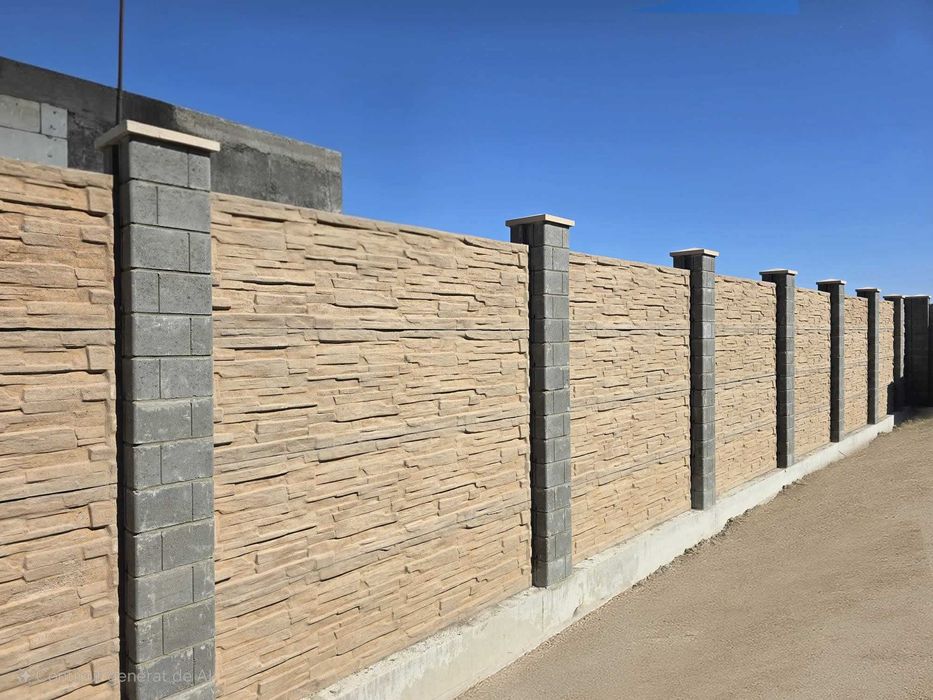 Montaj gard din placi si stalpi de beton
