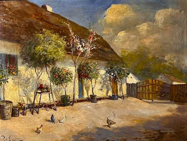 AUTENTIC! Superb tablou EMIL PAP (1884–1945) ulei/panza, Mare:100x80cm