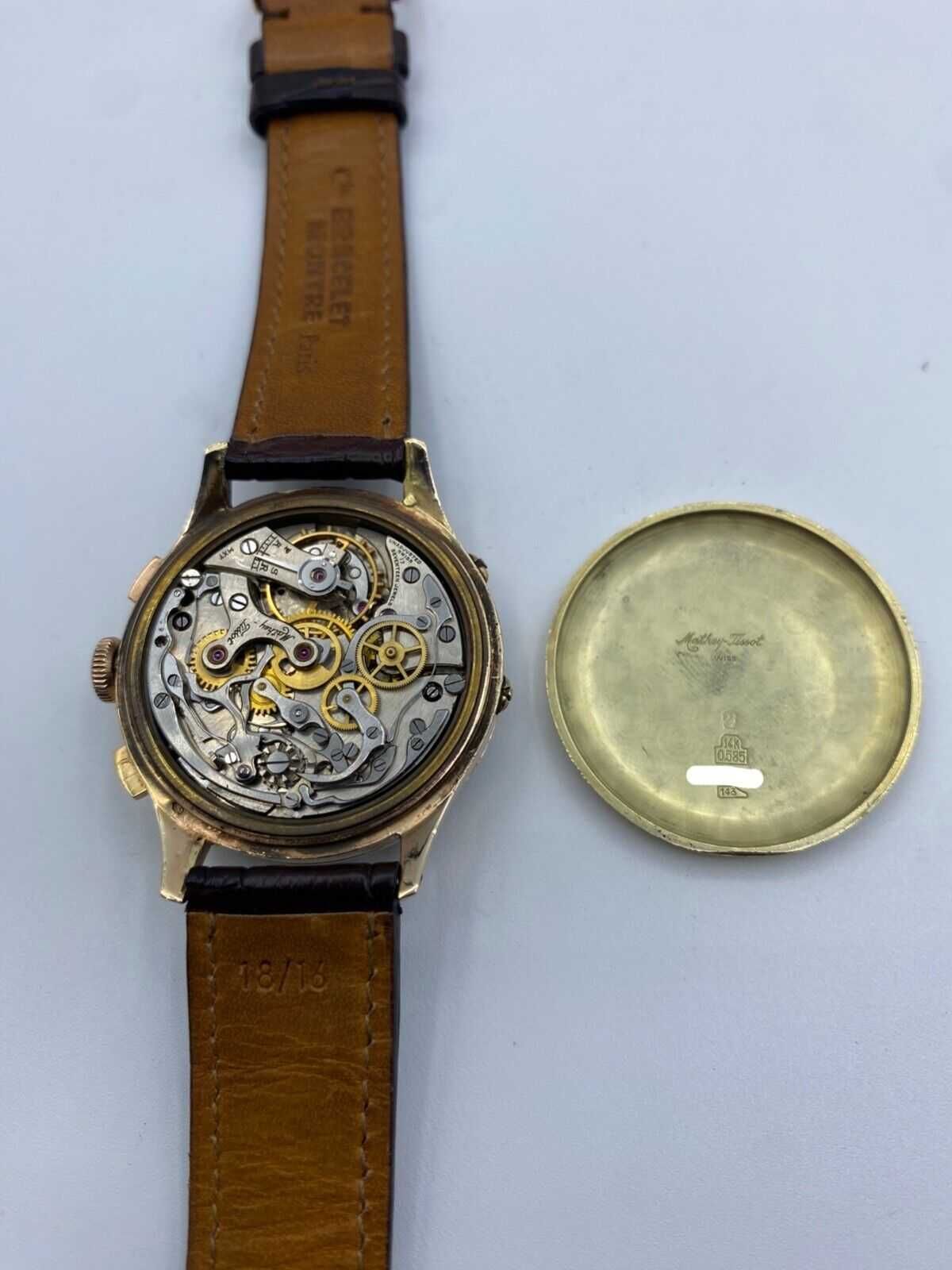 Ceas Mathey Tissot Valjoux 72C anii '50 aur 14k NEAR NOS