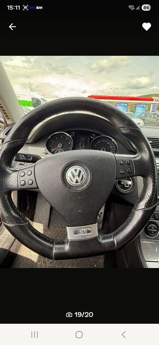 Volan r line passat b6 tesit perforat cu comenzi + airbag