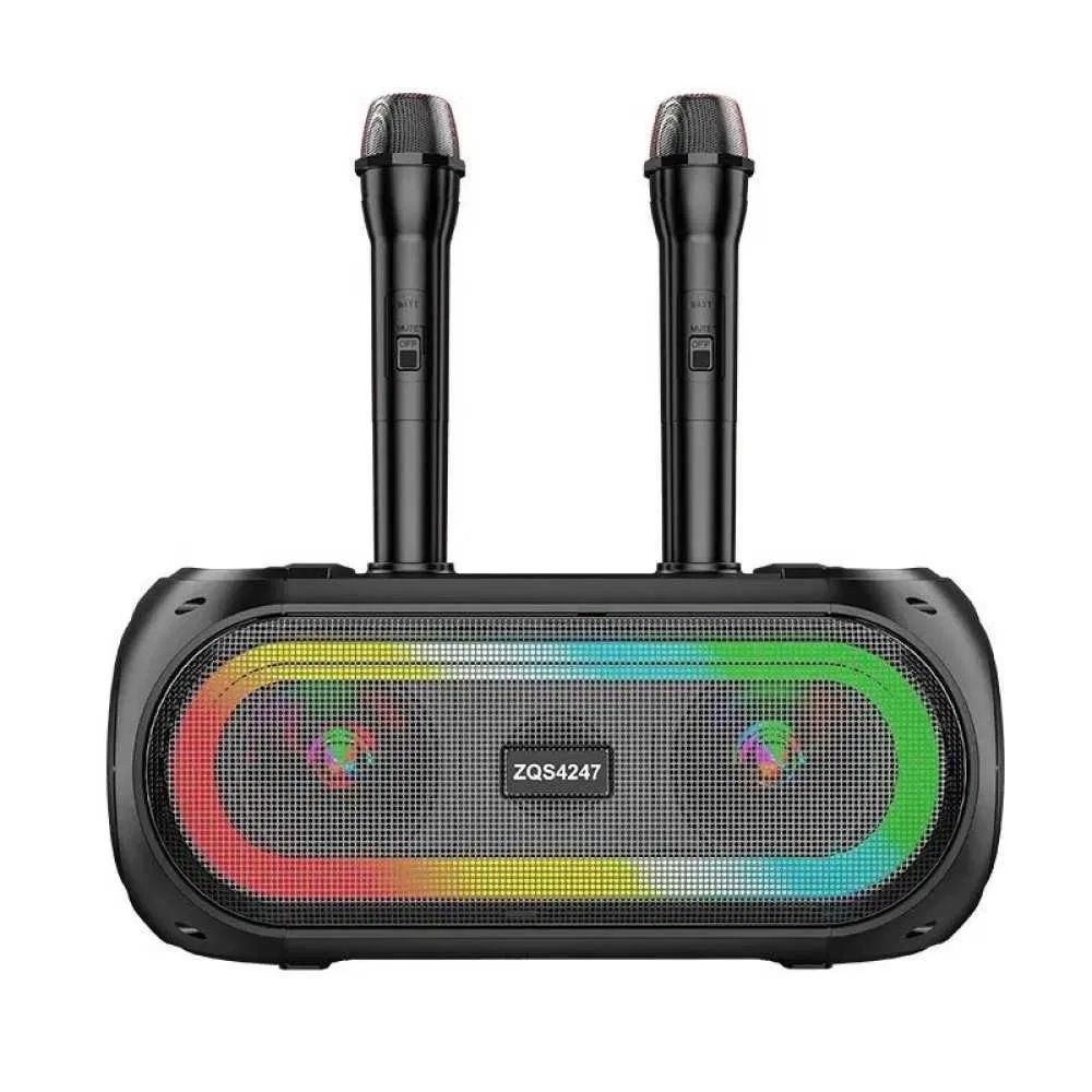 Чисто нова караоке Bluetooth колонка ZQS-4247 два микрофона и светлини