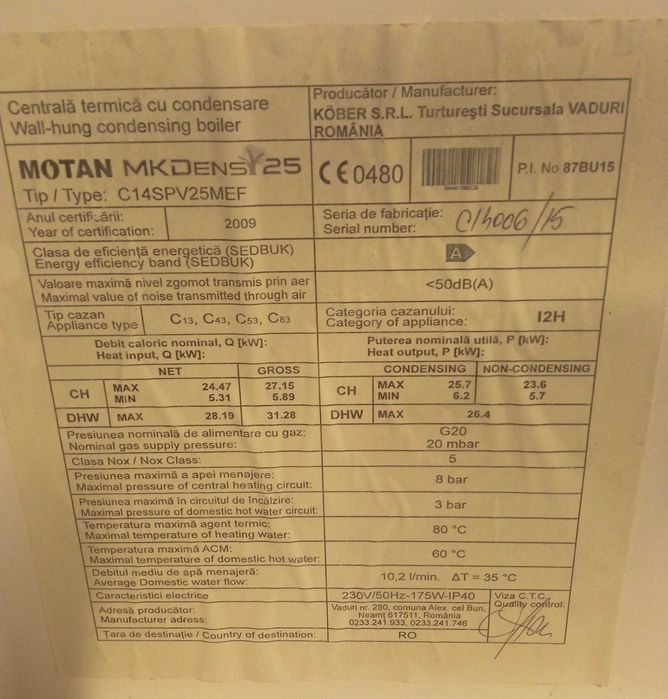Schimbător secundar  pentru MOTAN MKDens25_100 lei