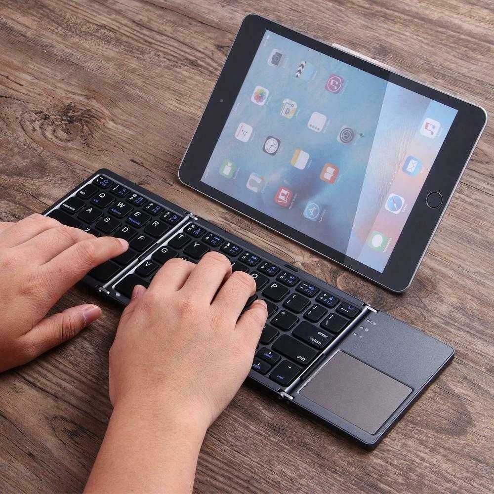 Wirelss rechargeable mini touch bluetooth foldable keyboard for ipad