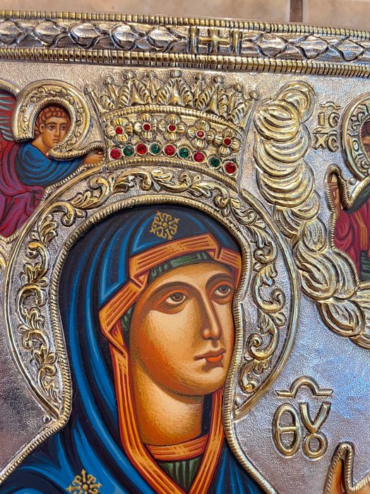 icoana veche argintata icoana veche dim inaltime 27 cm latime 23 cm