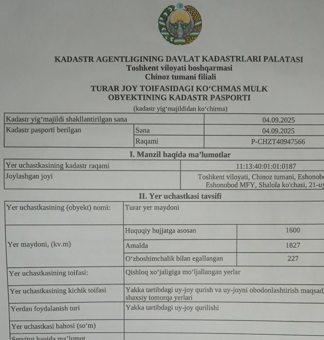 Yer sotiladi 16 Sotix   ARZON YER SOTILADI