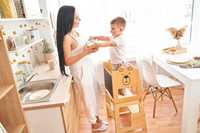 Scaun de bucătărie pentru copii Bear, tip Montessori (All in One)