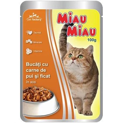 Plicuri MIAU de Pui si in Sos 100g 1,75 la bax(20), 2,5 la bucata