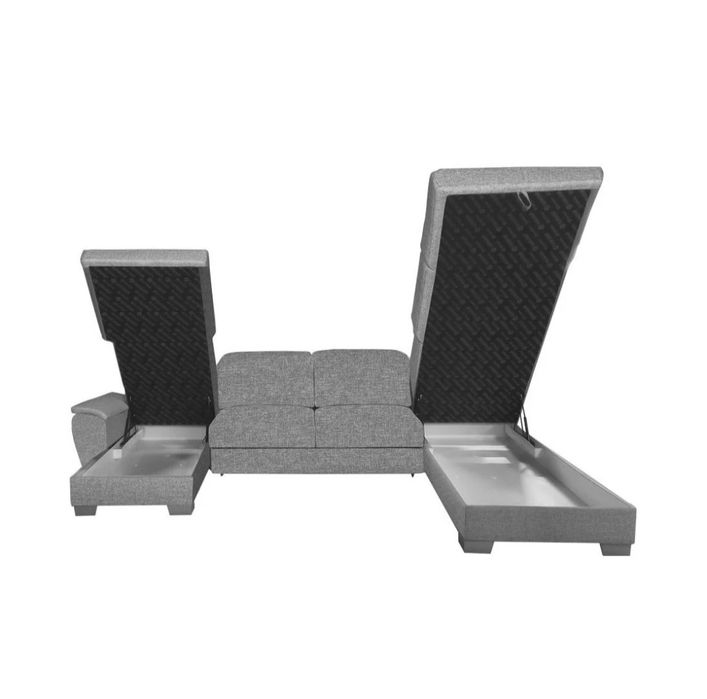 Coltar U Extensibil Cu Lada, Naturlich, Tetiere Reglabile, 375 Cm