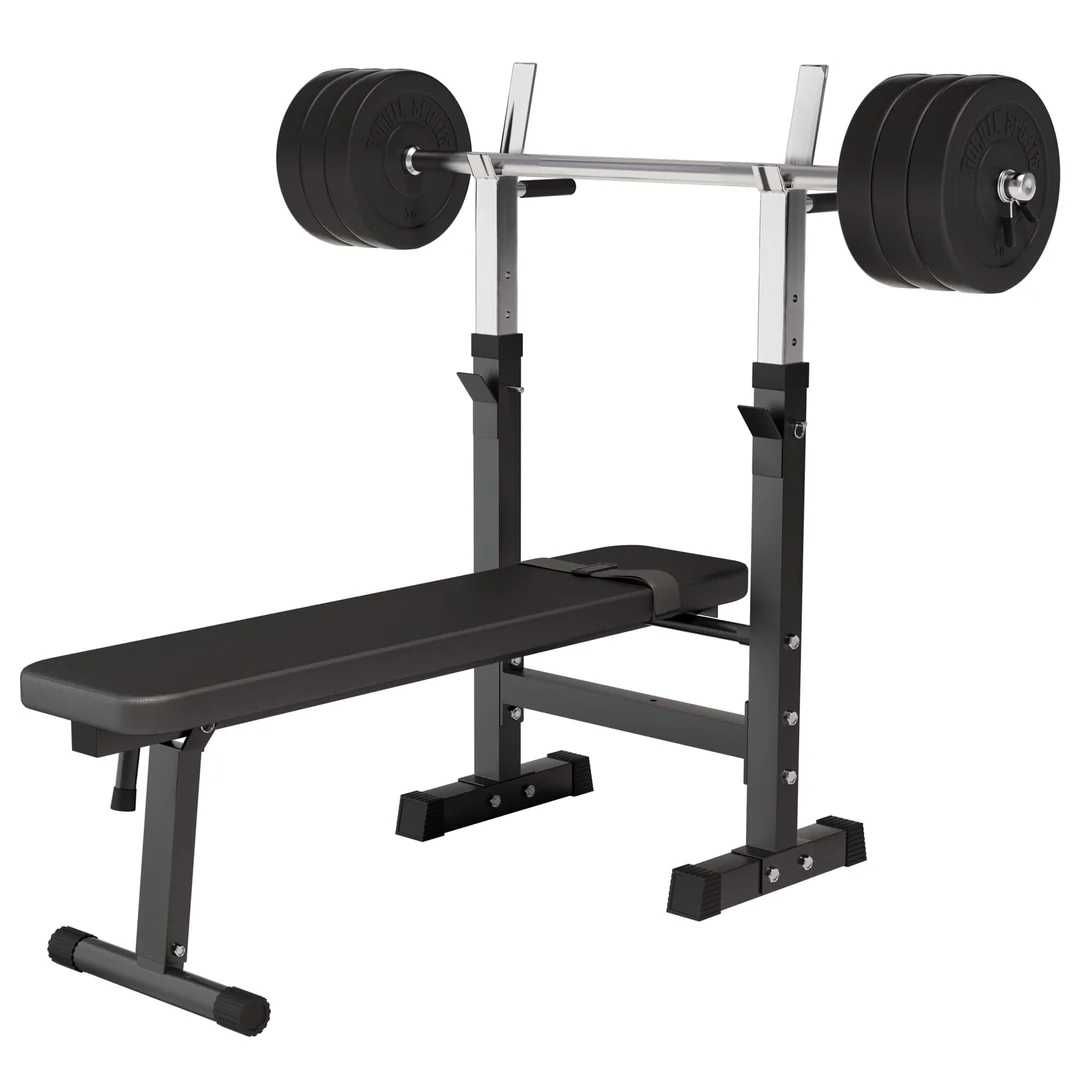 Banca fitness piept cu suport reglabil  +  set de greutati 38 kg