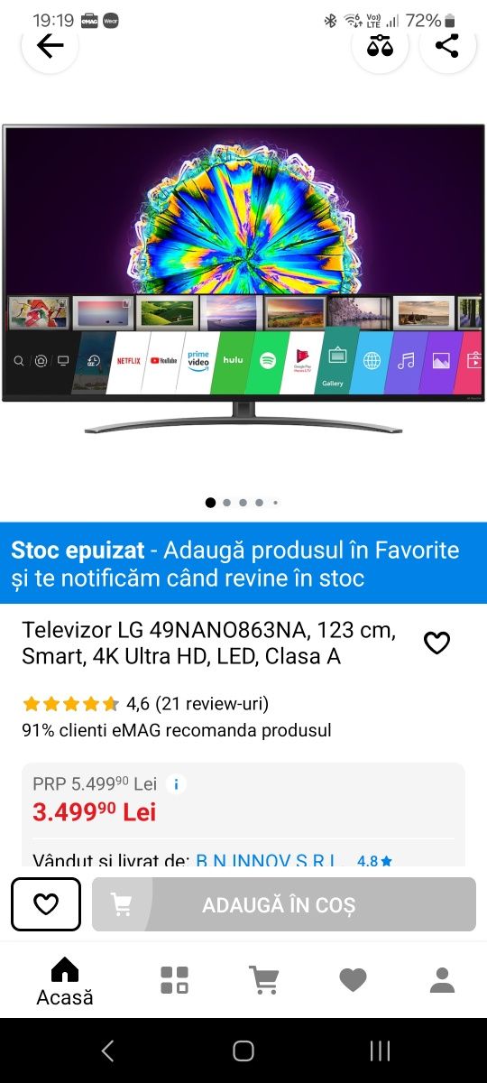 Vand SmartTV  LG Nanocell 4K 49 inch