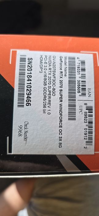 Placa Video Gigabyte 2070 Super 8Gb Garantie