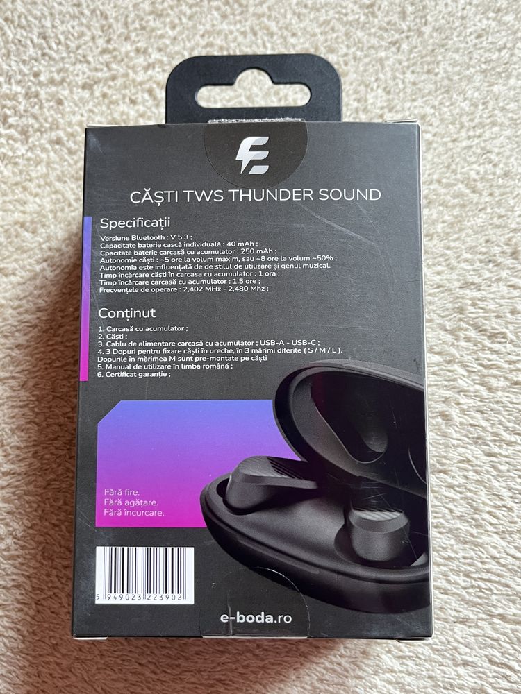 Casti true wireless E-Boda Thunder Sound