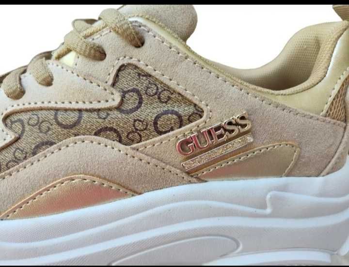 Sneakers damă Guess Seeing 3, Beige Gold