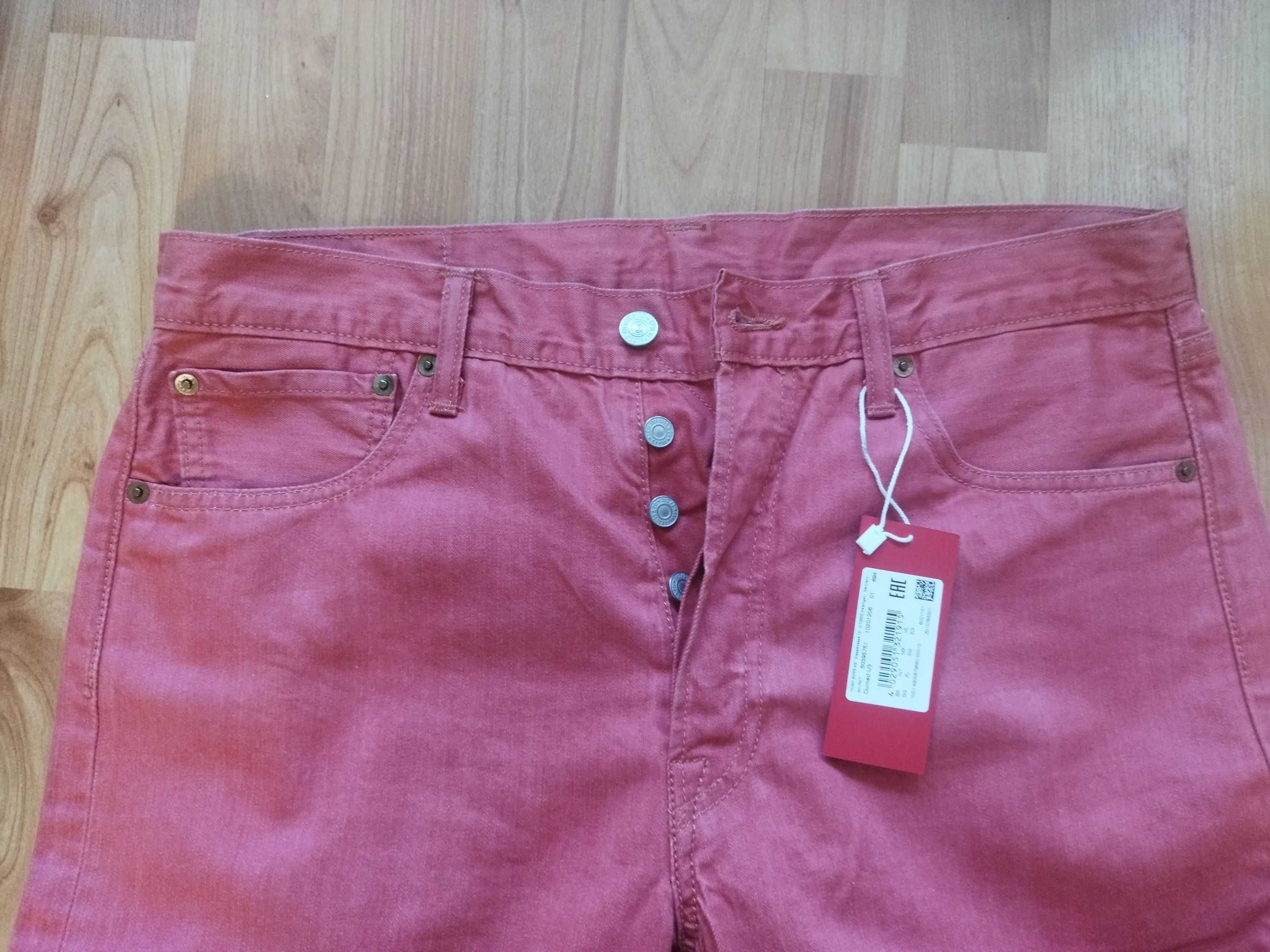 Джинсы мужские Levis 501 (США),коралловые,оригинал,новые,р-р 34/32