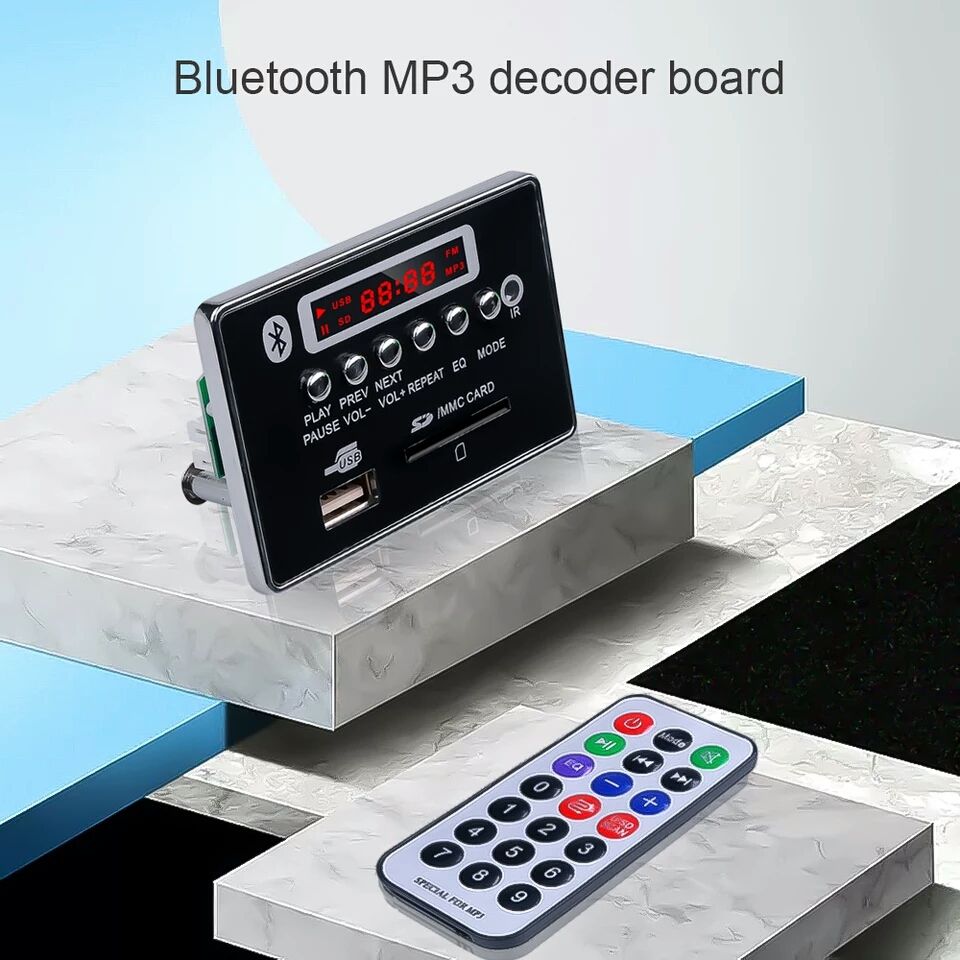 KEBIDU Аудио Плейър 5V/12 V модул за вграждане Bluetooth 5.0FM, TF,Mp3