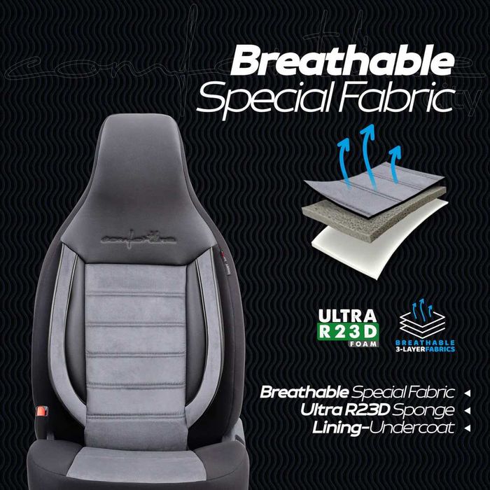 Тапицерия OTOM Comfortline–Черно/Сиво,с Алкантара(За малки автомобили)