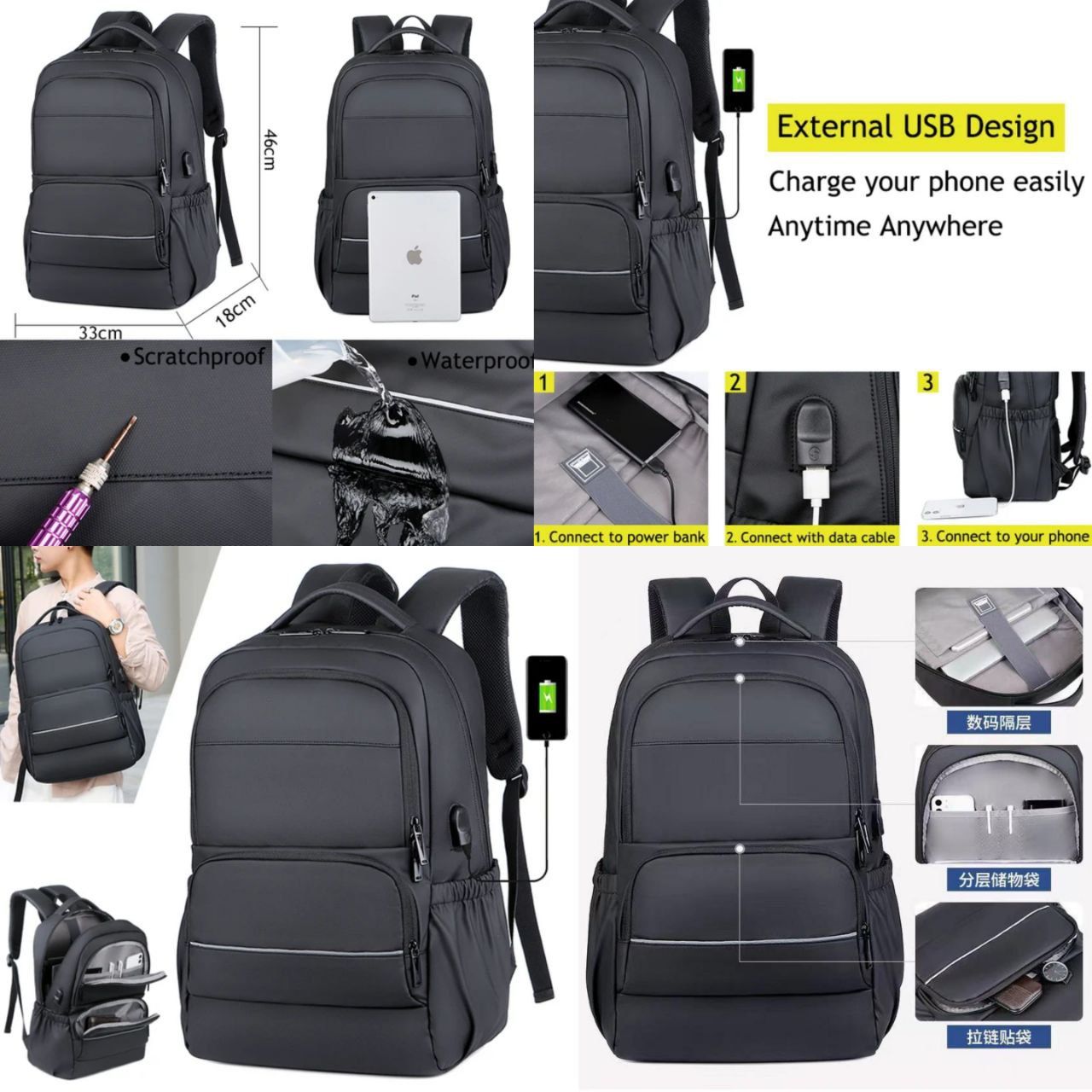 Бизнес рюкзак для ноутбука Meinaili 2203. No:972