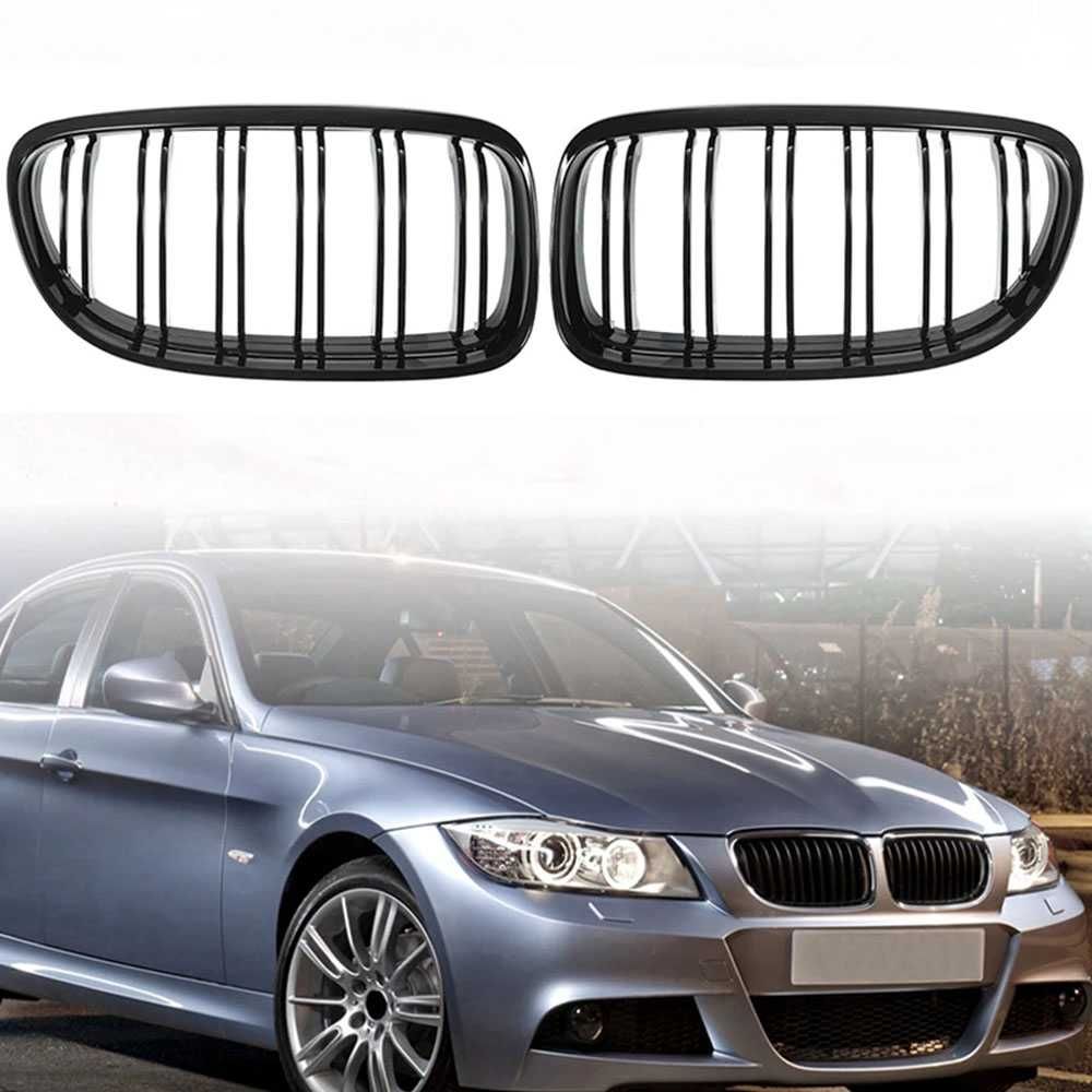 Set 2 grile duble M negru lucios BMW Seria 3 E90 E91 LCI 2008-2012