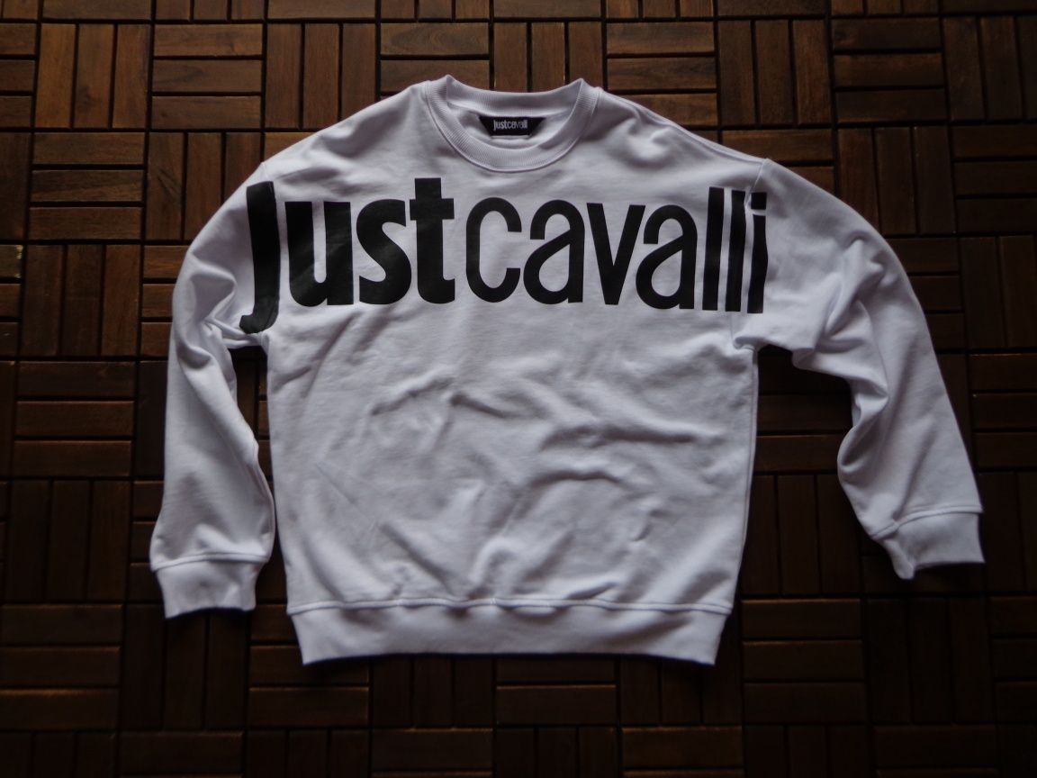 Мъжка блуза с дълъг ръкав Just Cavalli White Sweatshirt Oversize