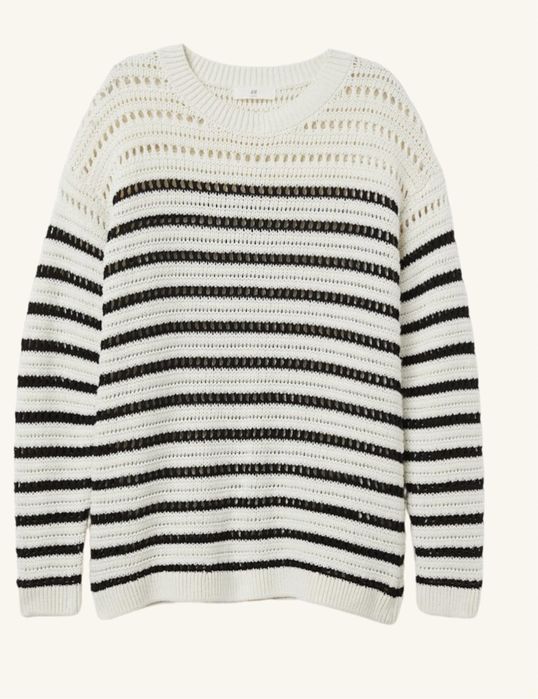 Раиран черно-бял пуловер H&M