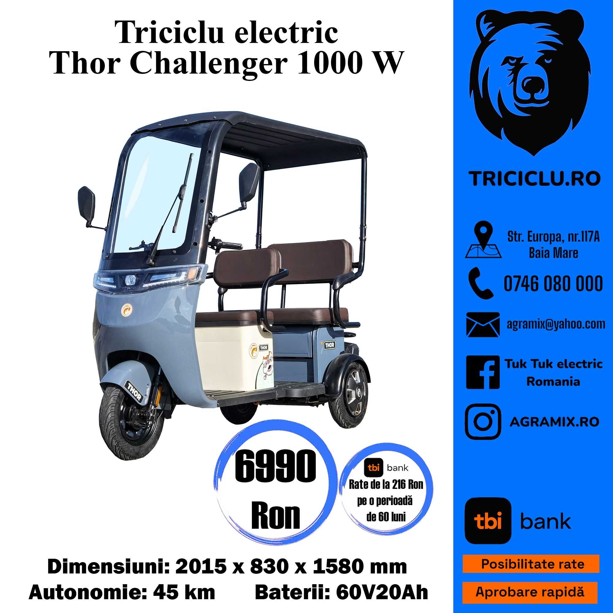 Triciclu electric Thor Challenger motor 1000 W Agramix