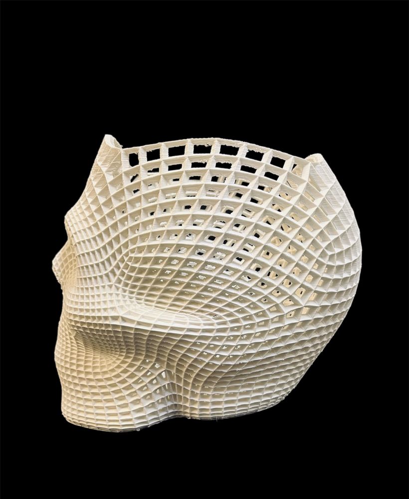 Craniu gigant 30/30 cm alb printat 3D.