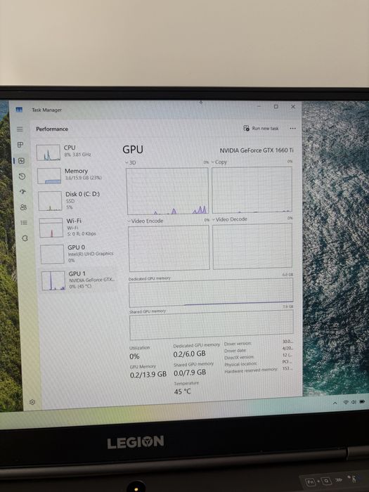 Laptop Lenovo Legion 5P, GTX 1660Ti 6GB, Intel Core i5-10300H