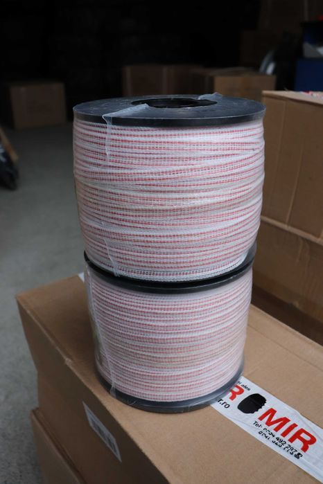 Rola fir rosu-alb 10mm insertie metalica 4x0.16mm 250m gard electric