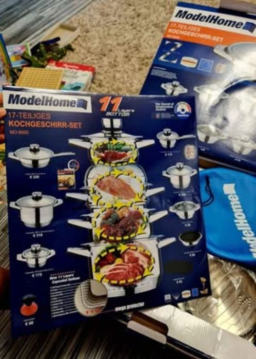 VÂND SET oale și tigăi inox 17 piese ModelHome Timișoara