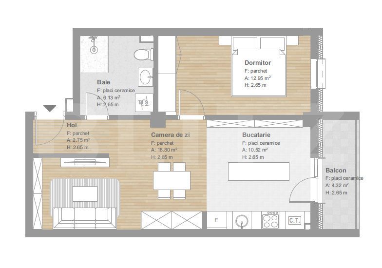 Apartament finisat,  51 mp, tva inclus, ansamblu nou, zona Tineretului
