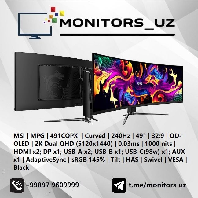 [NEW] монитор MSI 49 5K 240Hz Curved