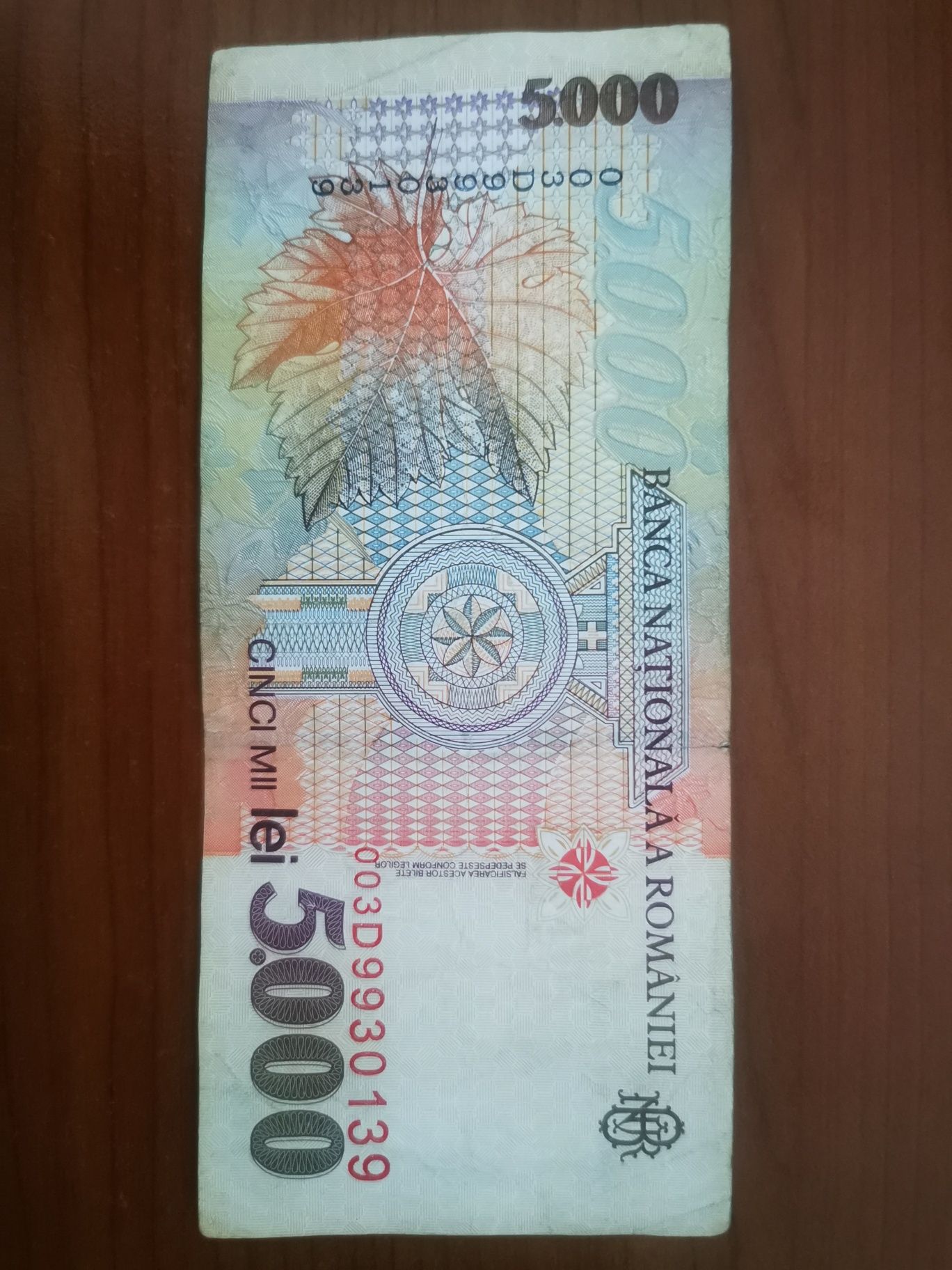 Bancnota 5000 lei din 1998, seria 003D