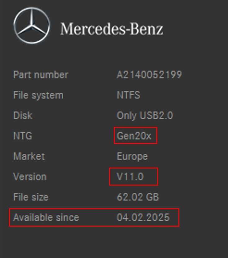 2025 карта MERCEDES ъпдейт навигация Мерцедес NTG6 NTG7 COMAND