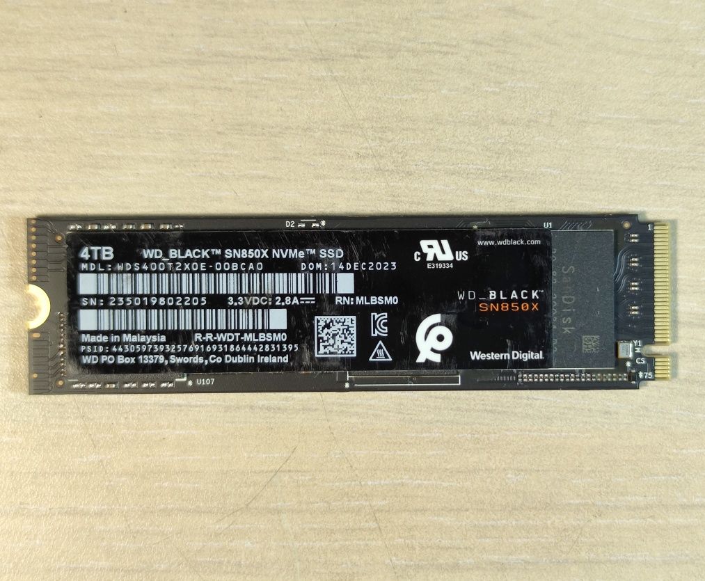 SSD 4TB Western Black SN850X, 7300mb/s