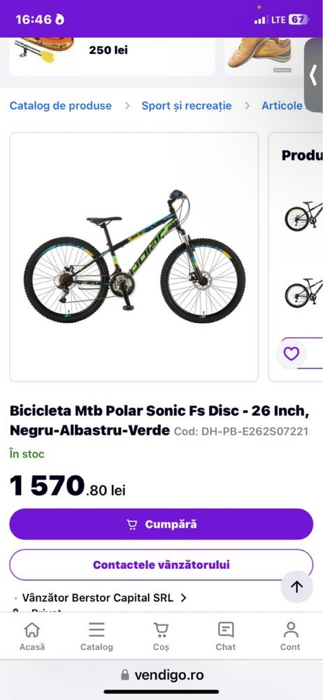 Bicicleta Polar Sonic fs disc