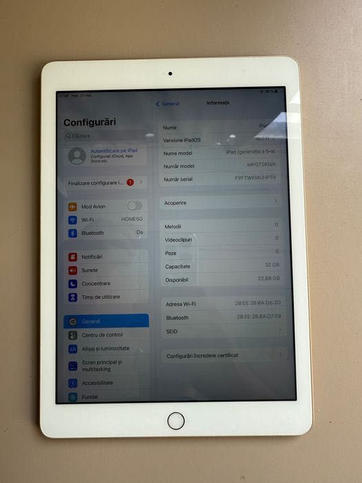 iPad 5 generatia 5 tableta Apple iOS 16