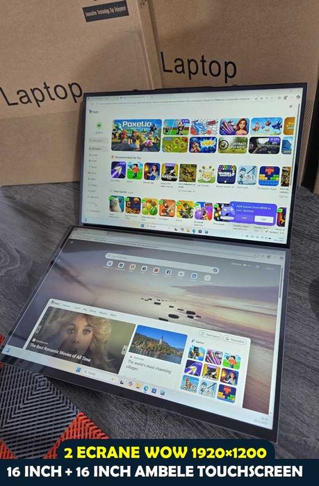 Laptop Dual Screen 16”+16” • i7-1360P • 32GB • 1TB SSD • Touch • Nou