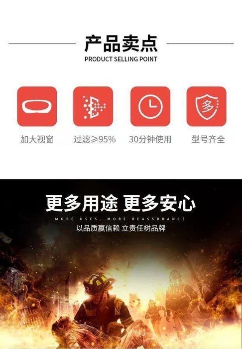 противогаз за защита от пожар и дим филтриращ самоспасителен респирато