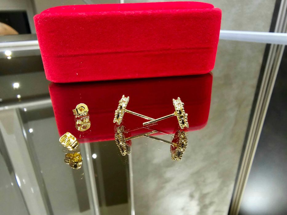 Van Cleef & Arpels VCA Gold Black Sweet Alhambra Clover Дамски Обеци