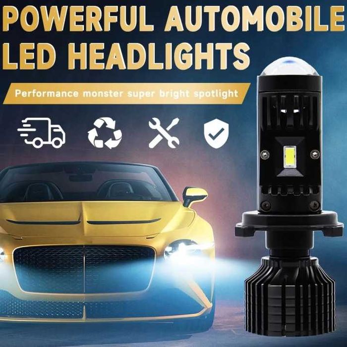 LED крушки H7 Y10 с лупа – 200W, 26400LM, 6000K, 360°, Canbus, 12V