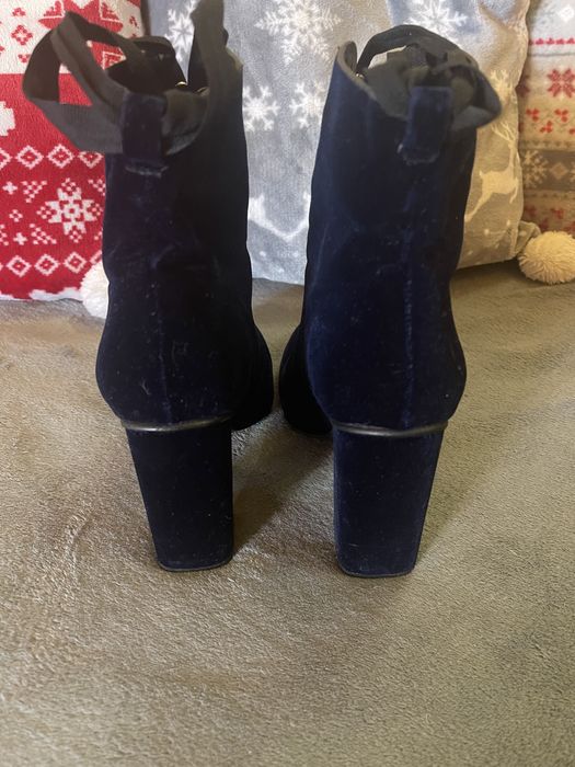 Botine Zara catifea bleumarin mas 38