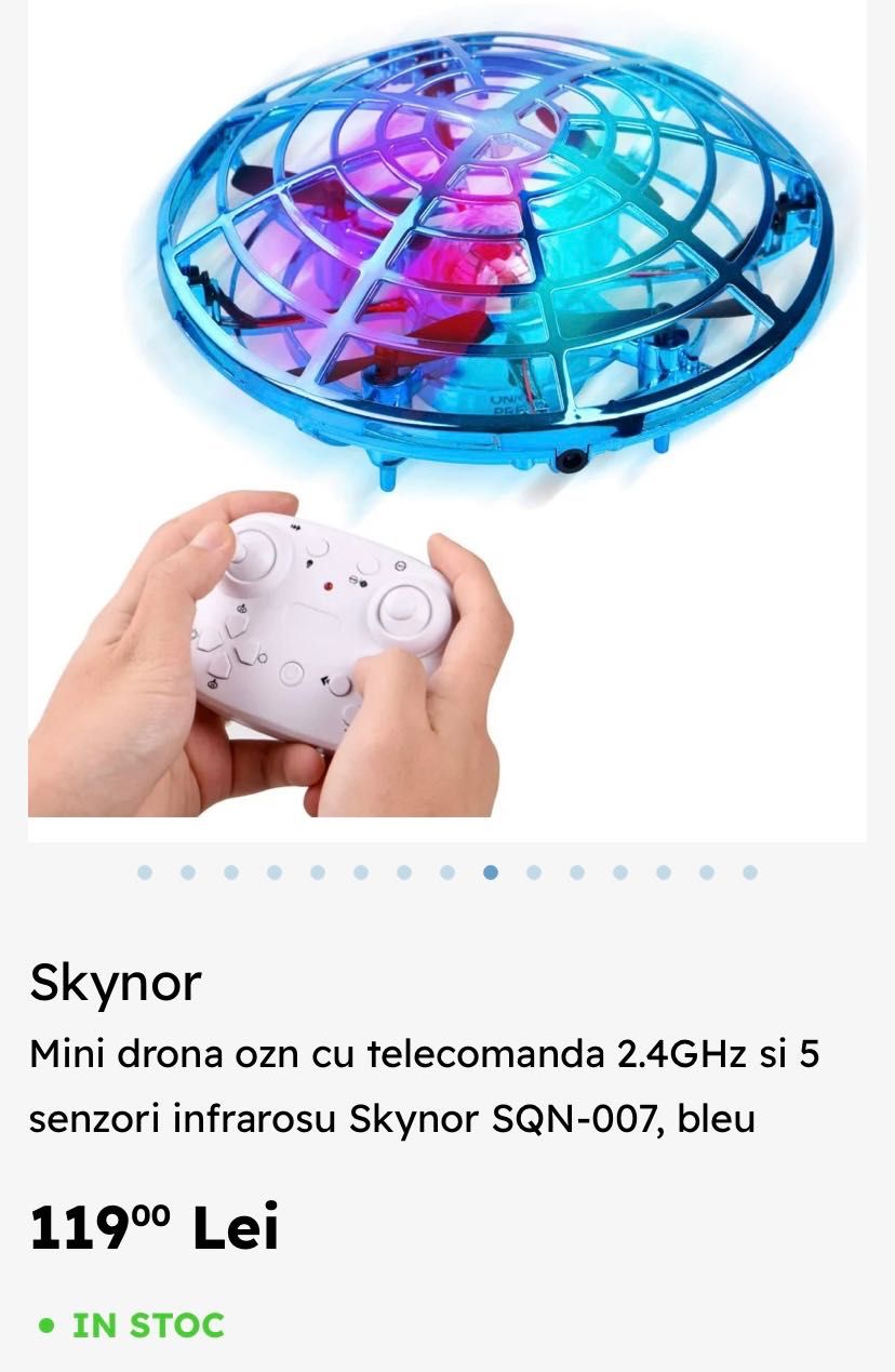 Mini drona ozn cu telecomanda 2.4GHz si 5 senzori infrarosu Skynor SQ