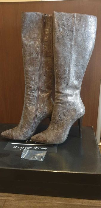 Cizme Pepper, piele naturala, cu toc inalt, marimea 38, noi