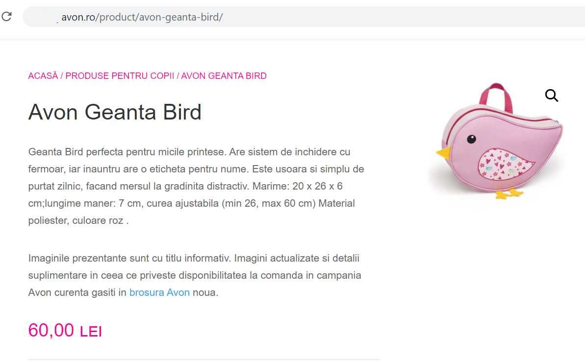 Geanta Bird in forma de pasare, pentru fetite, roz