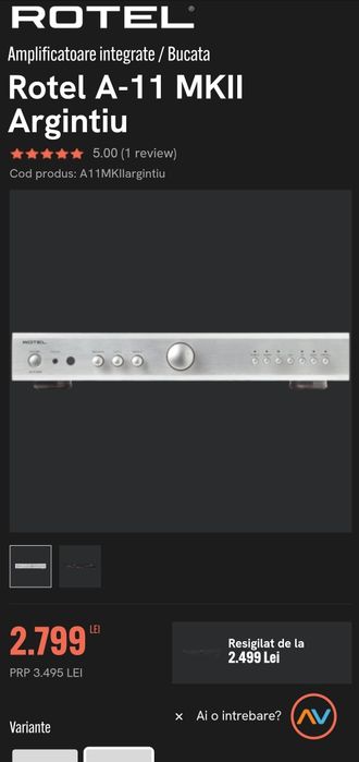 Vand amplificator integrat Rotel A11 MK2