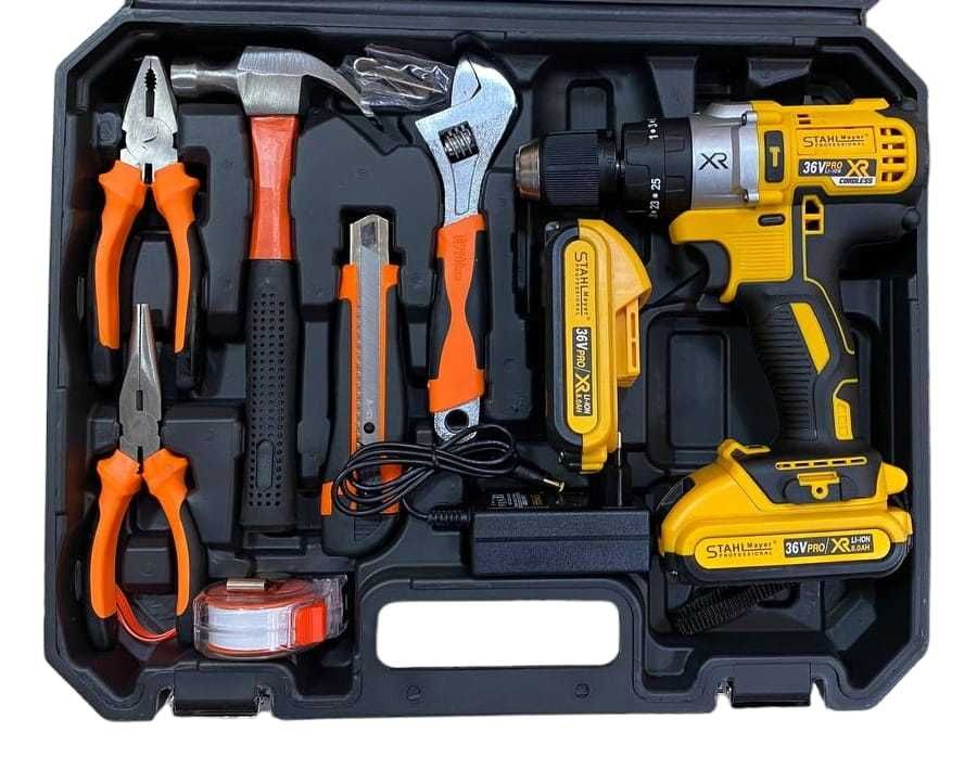 Акумулаторен Винтоверт  111 части STAHLМAYER 36V 8AH Ударна Бормашина