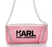 Малка чантичка Karl Lagerfeld  Pink, От естествена кожа