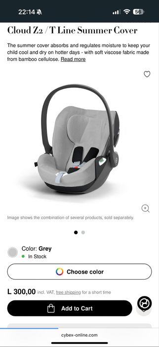 Scoica Cybex Cloud T i-size + husa de vara si adaptori