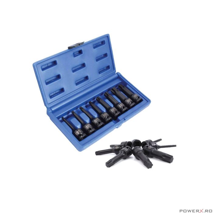 Set chei tubulare de impact tip torx, T30 - T80 1/2", 8 piese, Asta